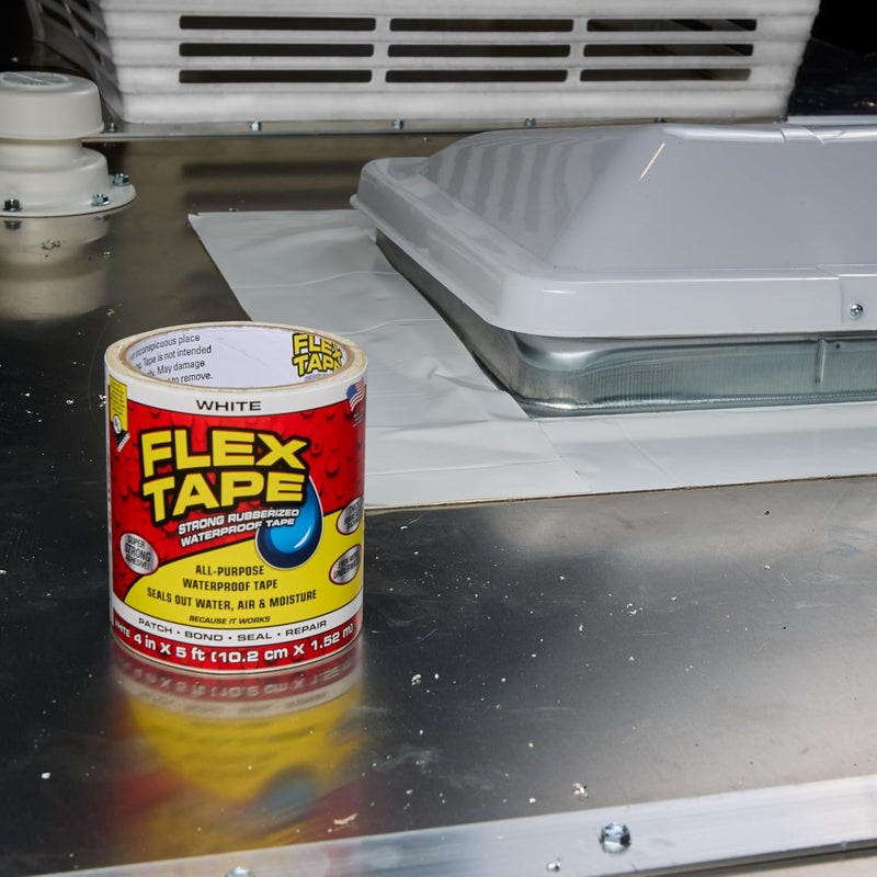 Flex Seal Flex Tape, Original Thick Flexible Rubberized Waterproof Tape - Seal and Patch Leaks, Works Underwater, Indoor Outdoor - Home RV Roof Plumbing and Pool Repairs, White, 4 in x 5 ft, Pack of 2 - Image 2